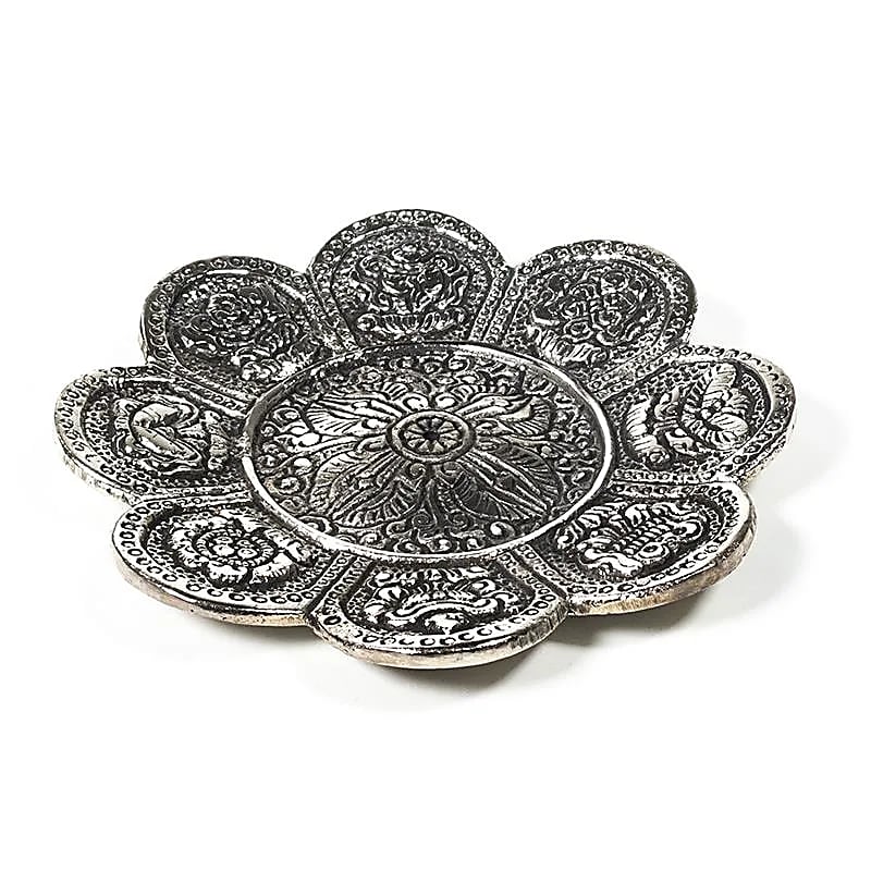 Incense burner 8 good fortune symbols silver-coloured