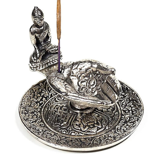 Incense Holder Offering Hands with Buddha | Detailed Ceramic | Amstercharmed