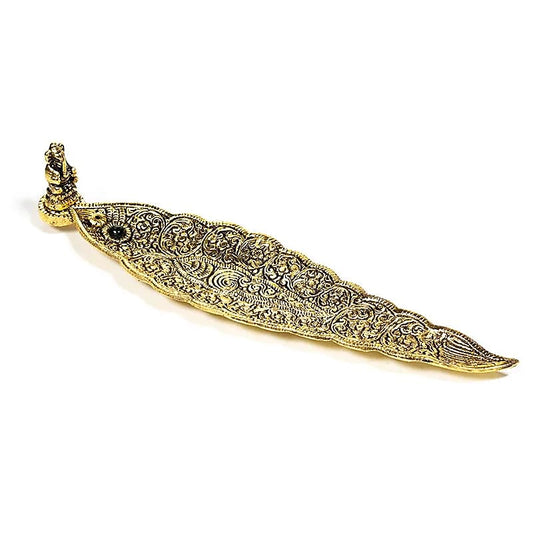 Ganesha Leaf-shaped Incense Holder | Gold-colored | Amstercharmed