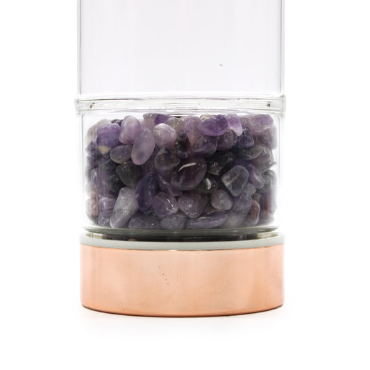 Kristallen glazen Thee-ei Fles - Rosé Goud - Amethist