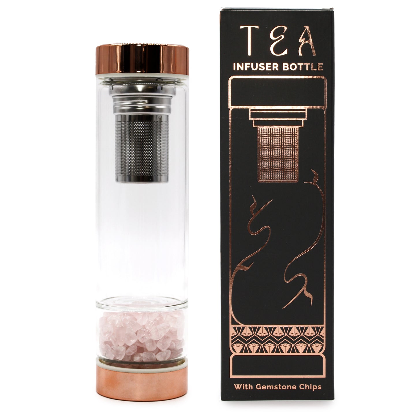 Kristallen glazen Thee-ei Fles- Rosé Goud - Rozenkwarts