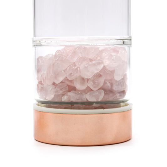 Kristallen glazen Thee-ei Fles- Rosé Goud - Rozenkwarts