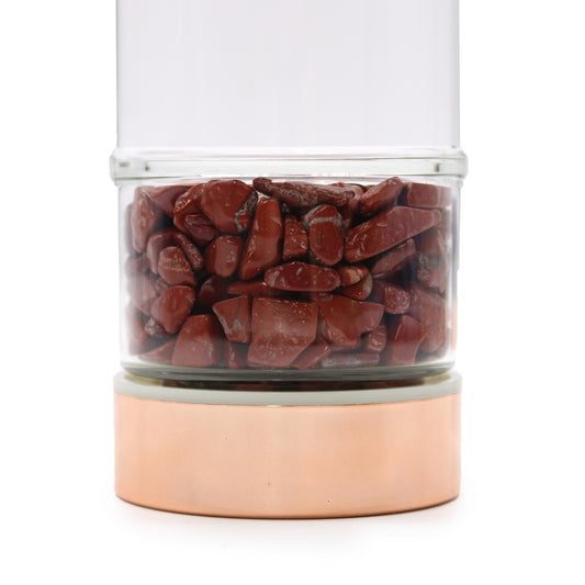 Kristallen glazen Thee-ei Fles- Rosé Goud - Rode Jaspis