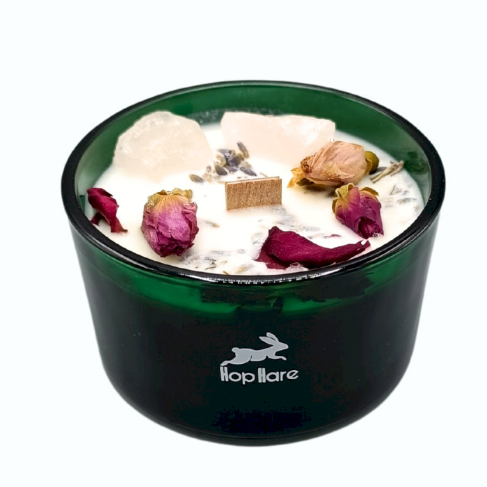 Hop Hare Crystal Magic Flower Candle | The Lovers — Attract Love