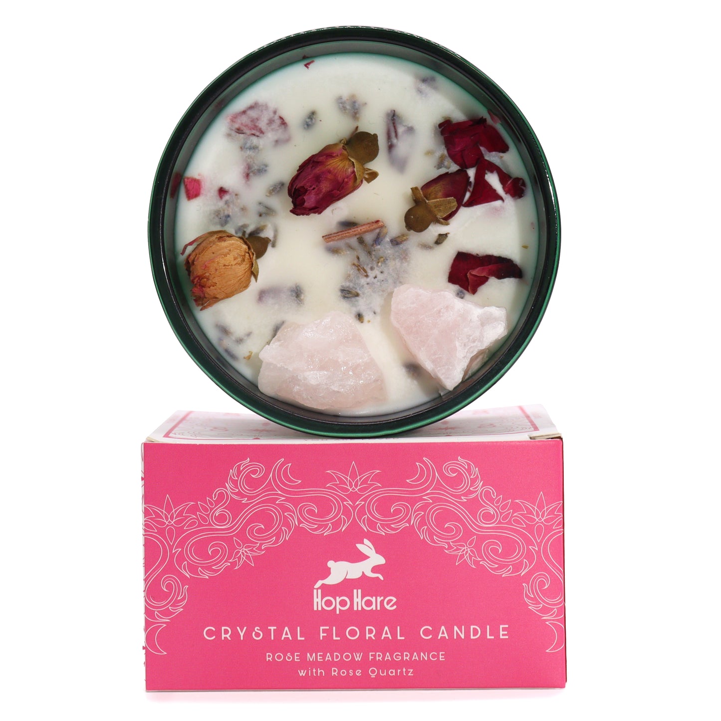 Hop Hare Crystal Magic Flower Candle | The Lovers — Attract Love