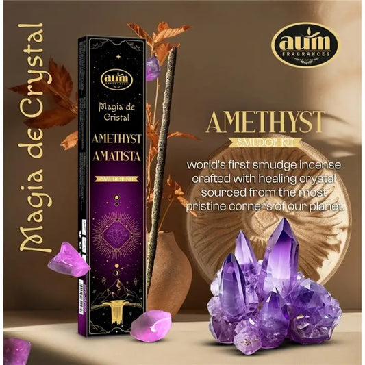 Aum Crystal Magic wierook 20 g + amethist kristal