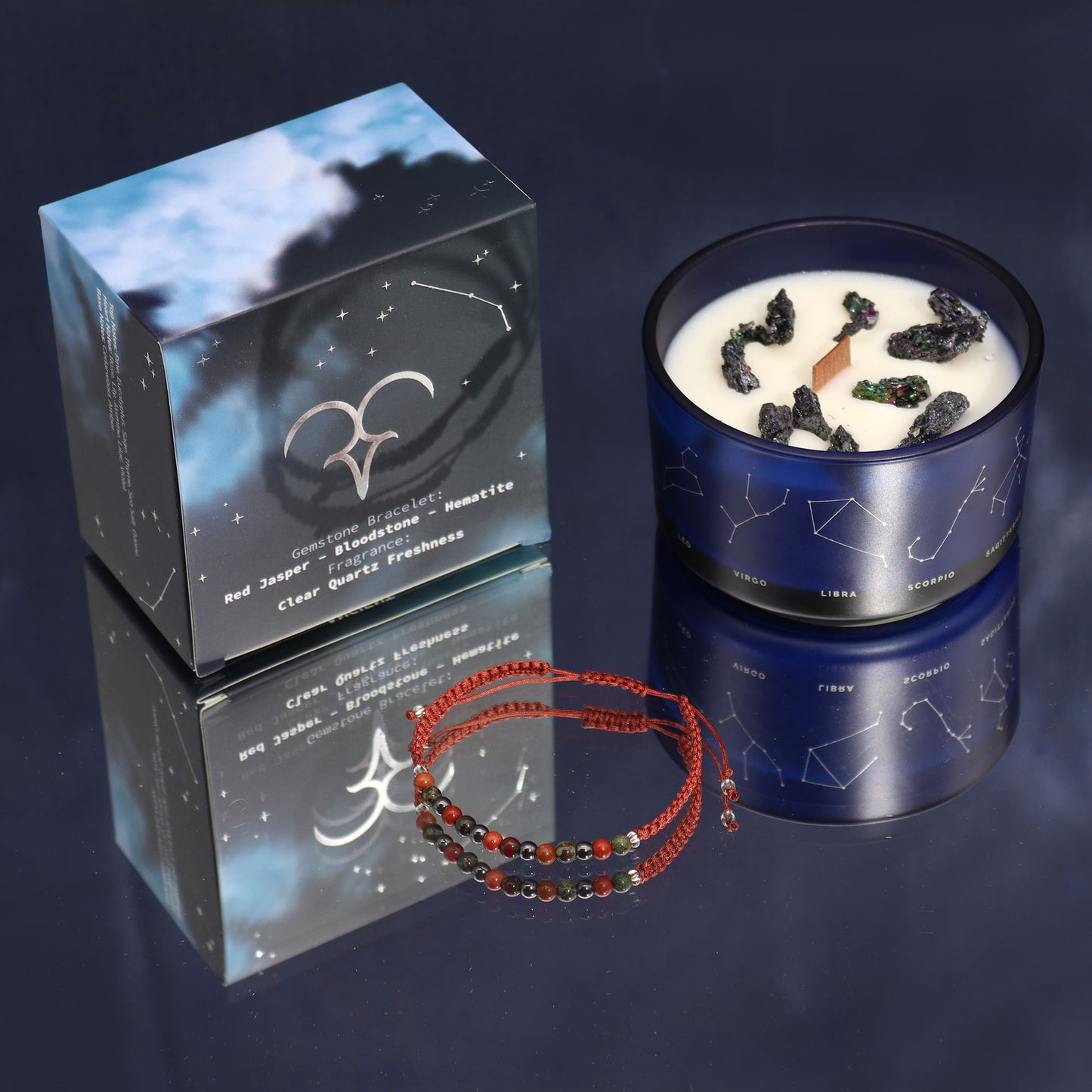 Zodiac Kristallen Kaars met Edelsteen Armband - Ram
