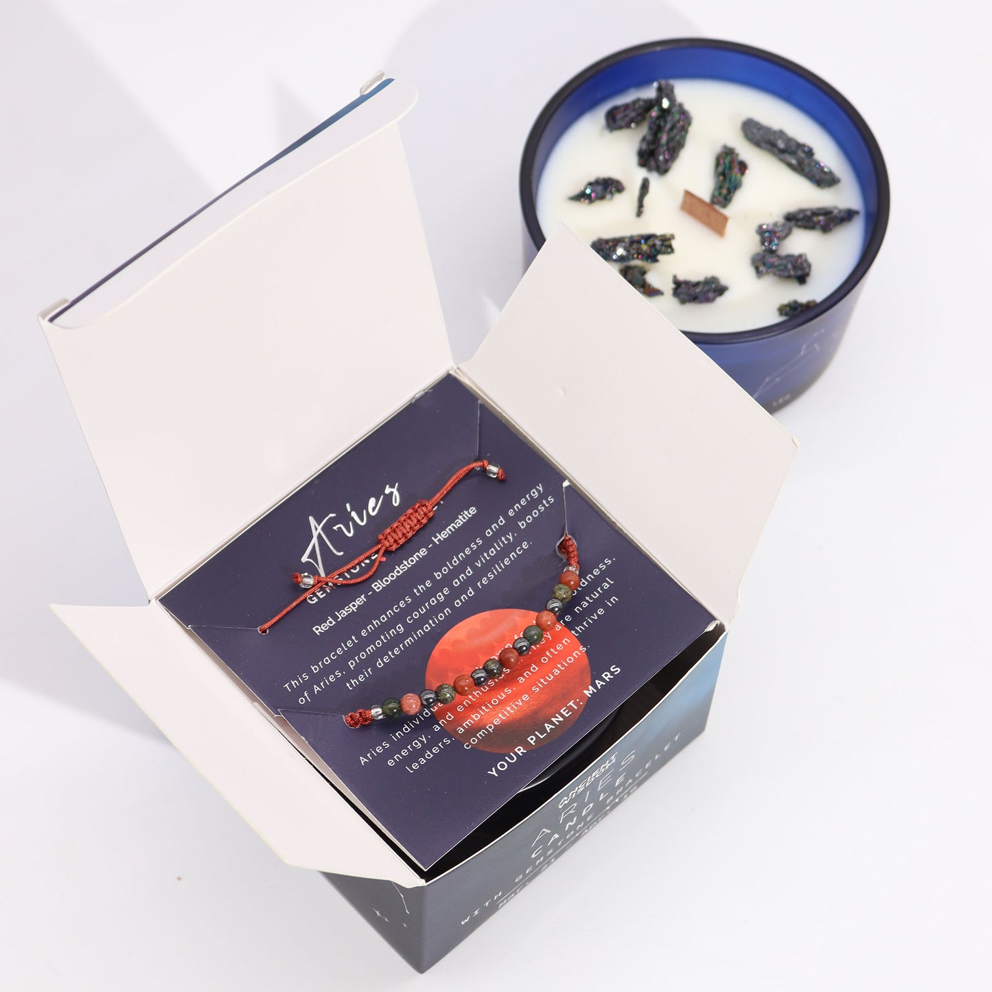 Zodiac Kristallen Kaars met Edelsteen Armband - Ram