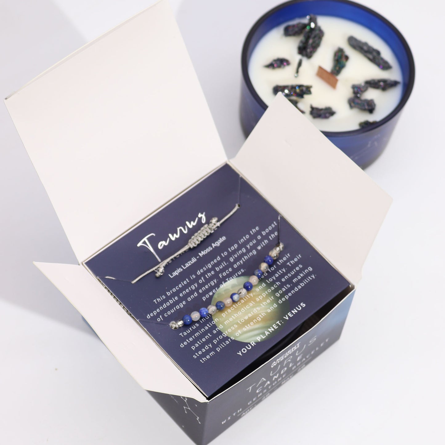 Zodiac Kristallen Kaars met Edelsteen Armband - Stier