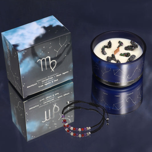 Zodiac Kristallen Kaars met Edelsteen Armband - Maagd