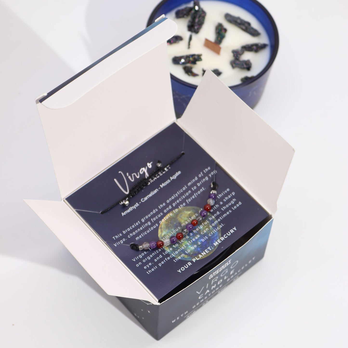 Zodiac Kristallen Kaars met Edelsteen Armband - Maagd