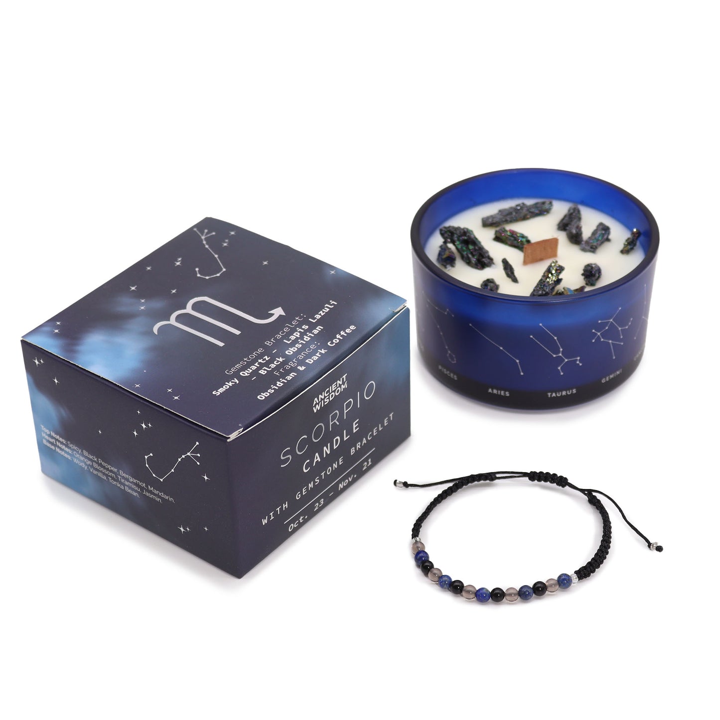 Zodiac Kristallen Kaars met Edelsteen Armband - Schorpioen