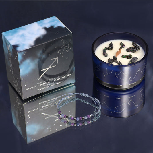 Zodiac Kristallen Kaars met Edelsteen Armband - Boogschutter