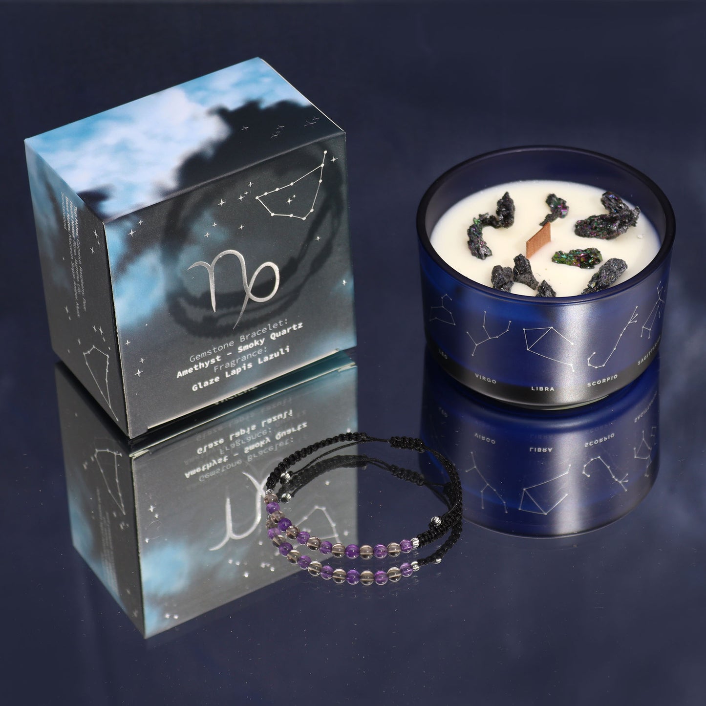 Zodiac Kristallen Kaars met Edelsteen Armband - Steenbok