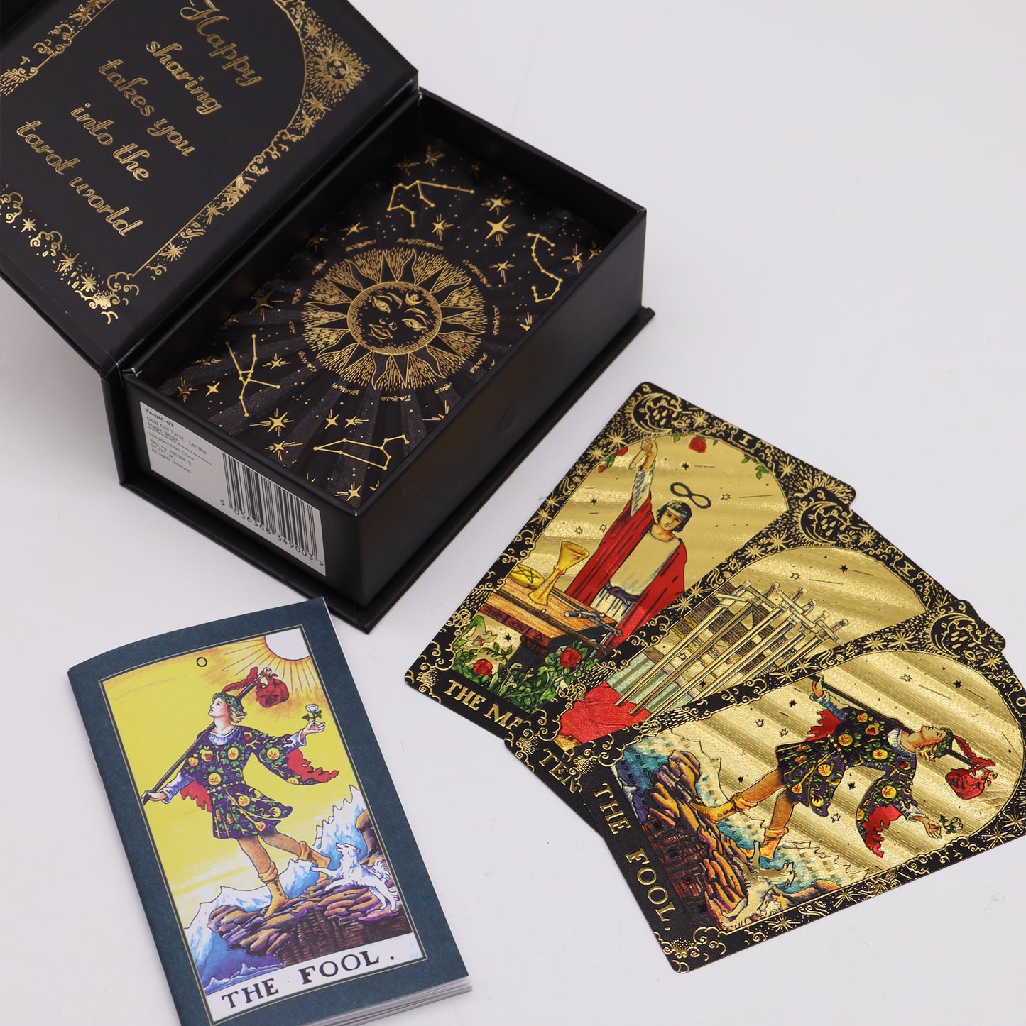 Goudfolie Tarotkaarten met Gids – Luxe Tarotdeck 78 Kaarten met Gouden Folie