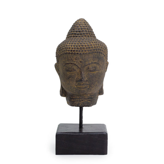 Silent Buddha Head on Stand - Grey