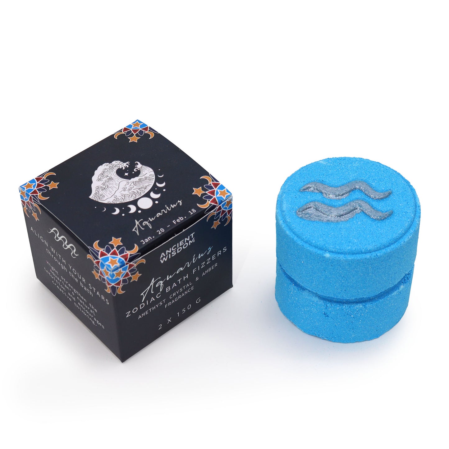 Aquarius Zodiac Bath Bombs - Set of 2 with Horoscope