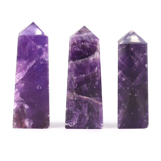 3x Edelsteen Obelisk Punt ca. 5 cm – Afrikaanse Amethist