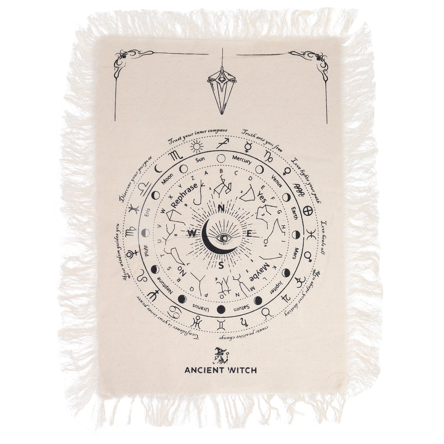 Pendel Waarzegdoek Alziend Oog | Natuurlijk & Zwart | Divinatie & Tarot