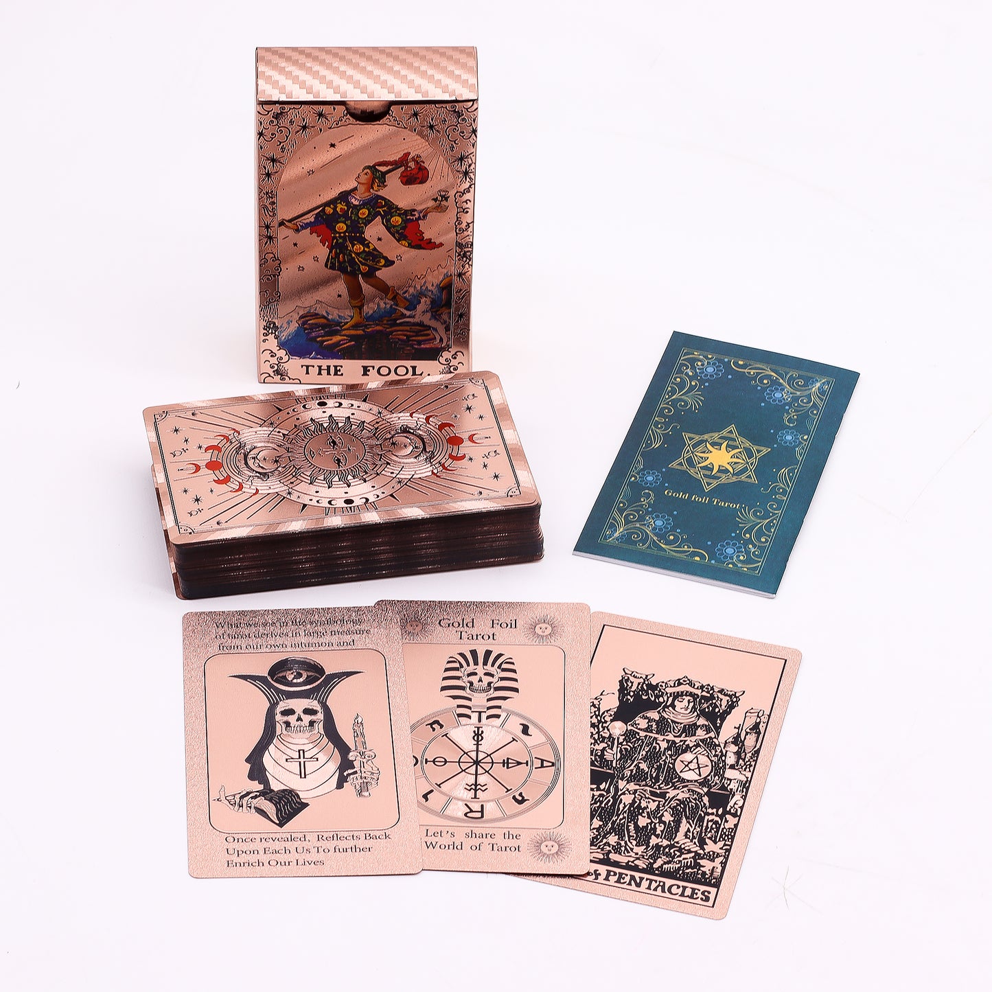 Rose Gold Foil Tarot Card Set – Moon Phases – with booklet
