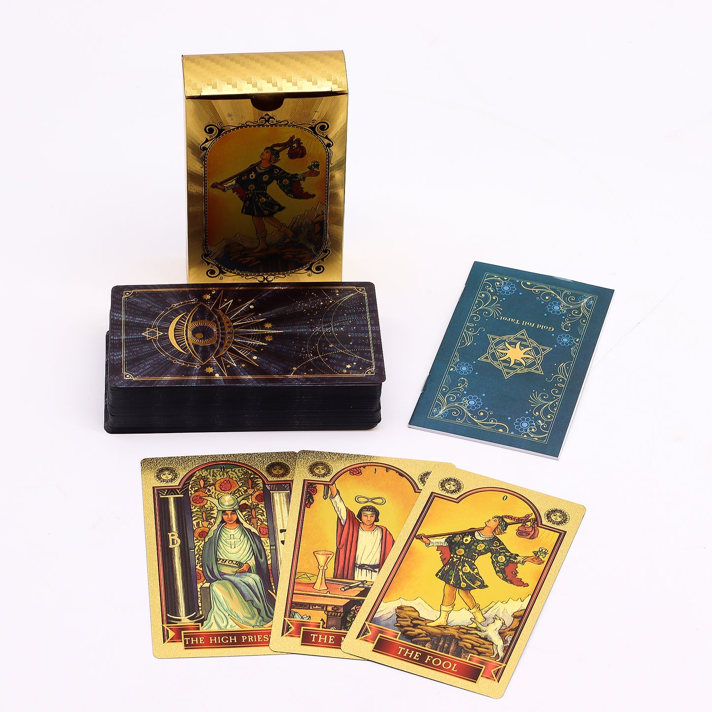 Blue & Gold Foil Tarot Card Deck – All-Seeing Eye – with booklet