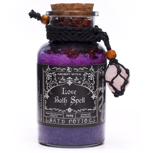 Oude Heks Bad Toverdrank & Rozenkwarts Kristal Amulet - Liefde