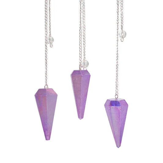 Kristallen Pendel Paars Aurora – Zeszijdige Pendel 4 cm voor Pendelen & Chakrawerk
