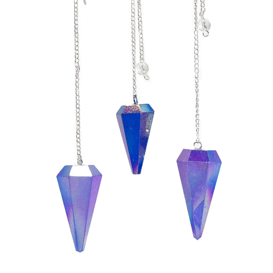 Kristallen Pendel Blauw Aurora – Zeszijdige Pendel 4 cm voor Pendelen & Intuïtie