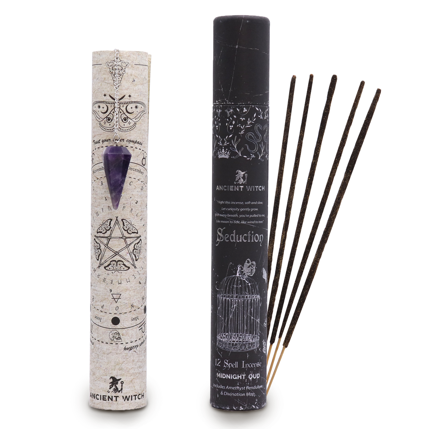 Ancient Witch Spreuk Wierook Verleiding | Met Amethist Pendel | Amstercharmed