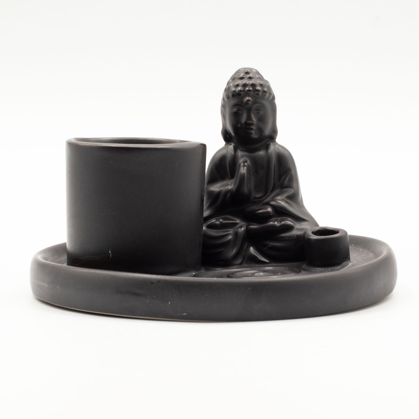 Boeddha Wierookhouder Keramisch Mat Zwart | Wierookplaat | Amstercharmed