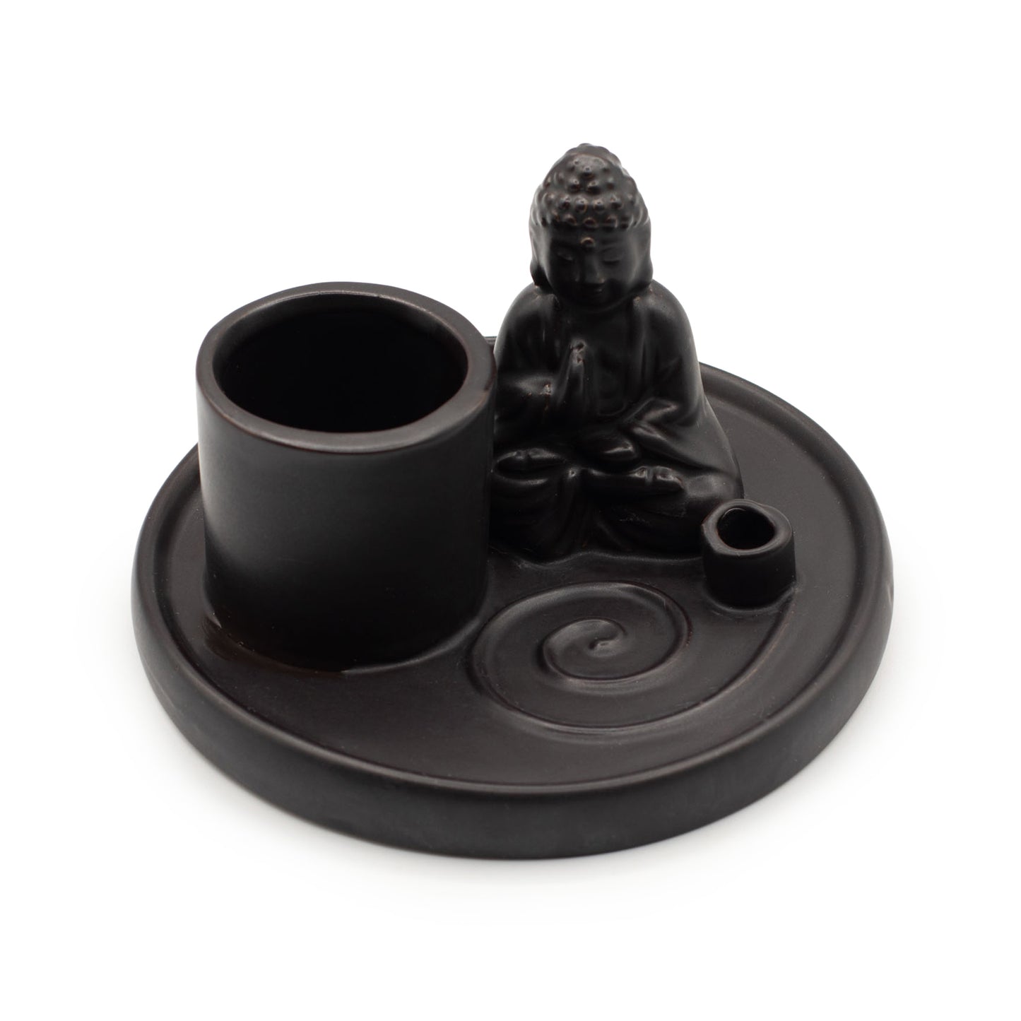 Boeddha Wierookhouder Keramisch Mat Zwart | Wierookplaat | Amstercharmed