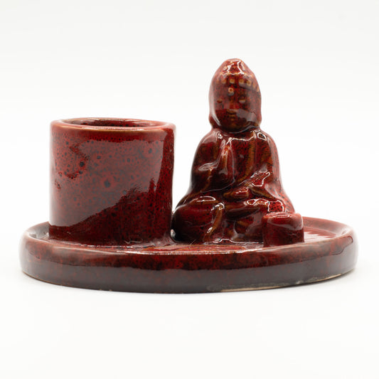 Boeddha Wierookhouder Keramisch Zacht Rood | Wierookplaat | Amstercharmed