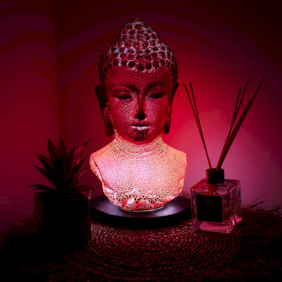 Boeddha Buste Lamp Molten Lava - Ovale Standaard