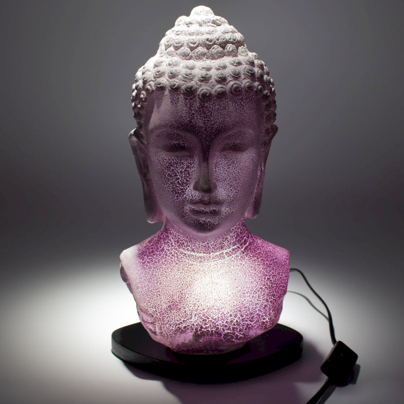 Boeddha Buste Lamp Lavender Crackle - Ovale Standaard