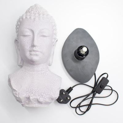 Boeddha Buste Lamp Lavender Crackle - Ovale Standaard
