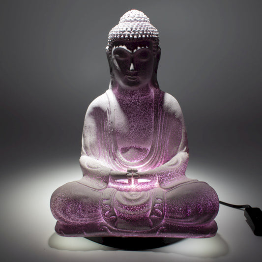 Meditation Buddha Lamp Lavender Crackle - Oval Standard