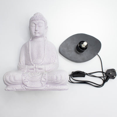 Meditatie Boeddha Lamp Lavender Crackle - Ovale Standaard