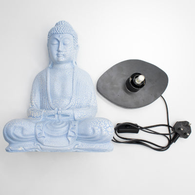 Meditatie Boeddha Lamp Sky Blue - Ovale Standaard