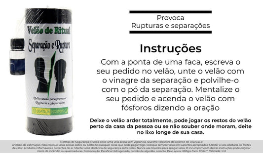 Velão Ritual Separação e Ruptura – Rituele Kaars voor Loslaten & Verbreking 17x7cm