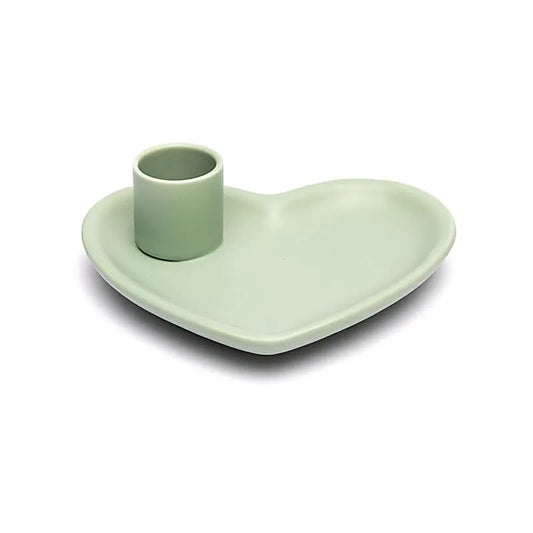 Ceramic Heart-Shaped Smudge Bowl | Palo Santo Holder | Pastel Green