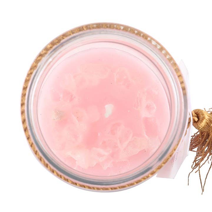 Mystical Rose Tube Candle with Rose Quartz Crystals