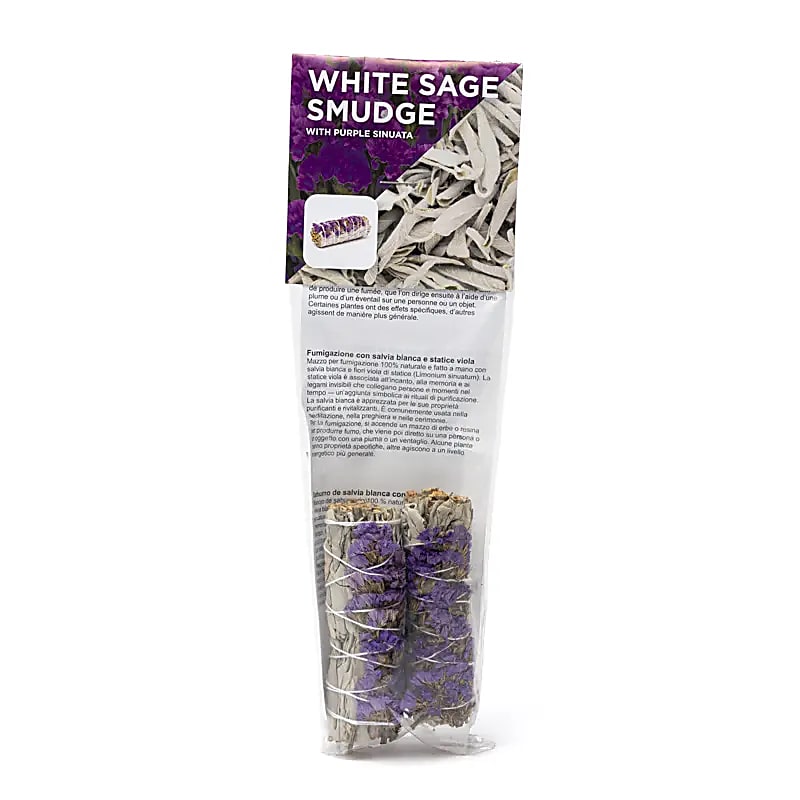 Witte Salie Smudge met Paarse Sinuata | Set van 2 | Amstercharmed