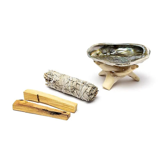 Smudge Kit | White Sage & Palo Santo with Abalone Shell | Amstercharmed