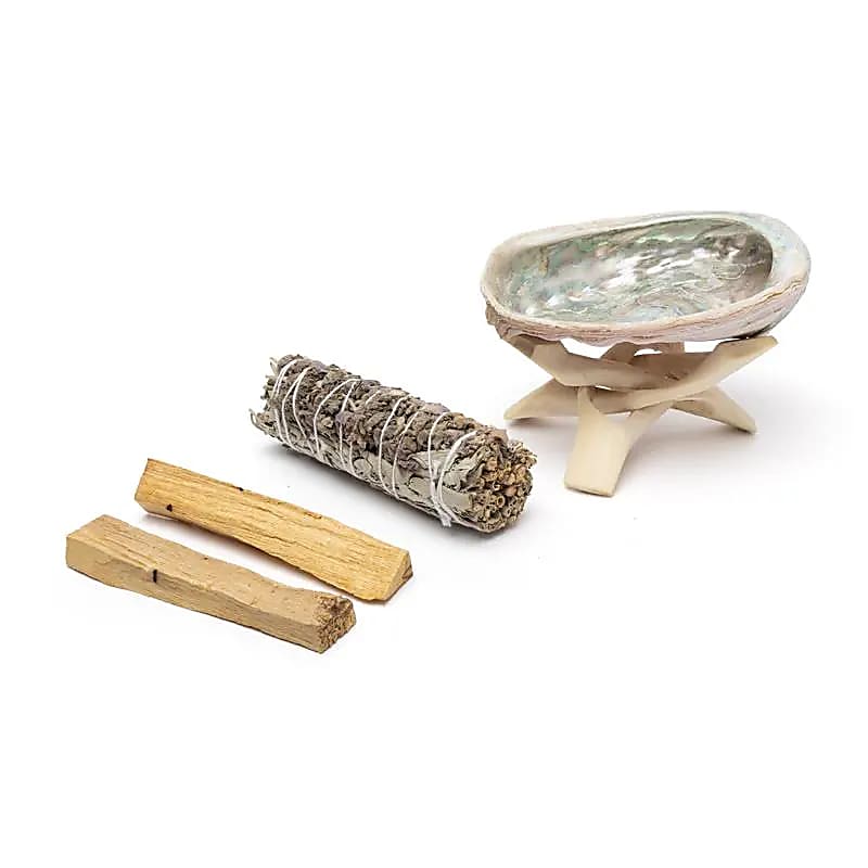 Smudge Set | Witte Salie, Lavendel & Palo Santo met Abalone Schelp | Amstercharmed