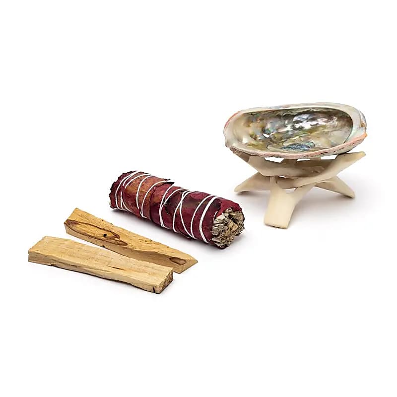 Smudge Set | Witte Salie, Roos & Palo Santo met Abalone Schelp | Amstercharmed