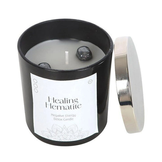 Healing Hematite Detox Kaars met Hematiet Kristallen