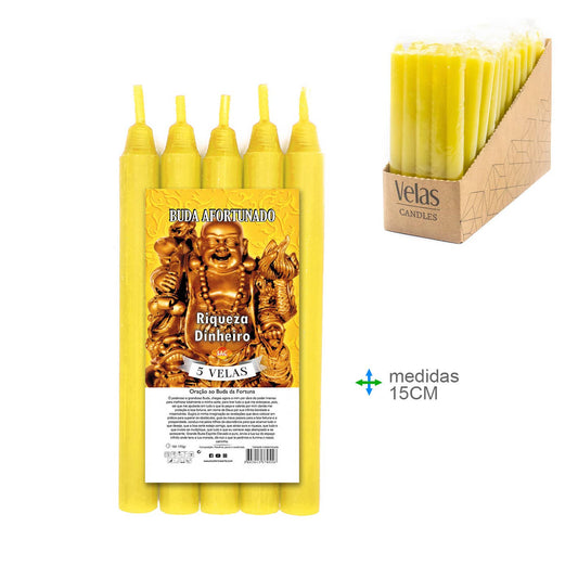 Rituele kaars Boeddha Fortuna 1,5 x 15 cm (5 stuks)