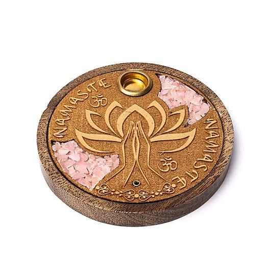 Incense Holder Namaste | With Rose Quartz | Amstercharmed
