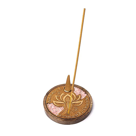 Incense Holder Namaste | With Rose Quartz | Amstercharmed