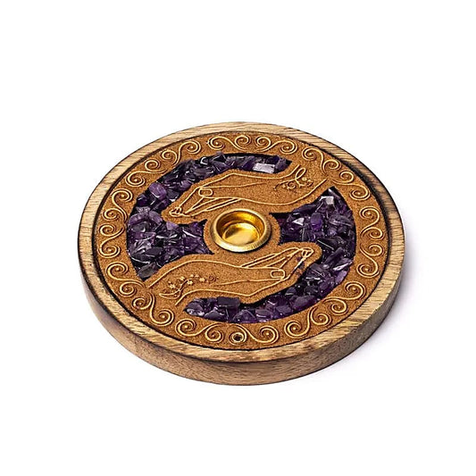 Incense Holder Healing Hands | With Amethyst | Amstercharmed